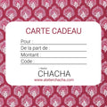 Carte cadeau Atelier Chacha