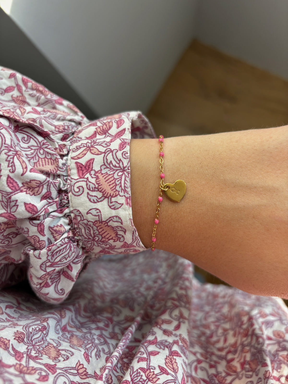 Bracelet chaîne coloré│Octobre Rose
