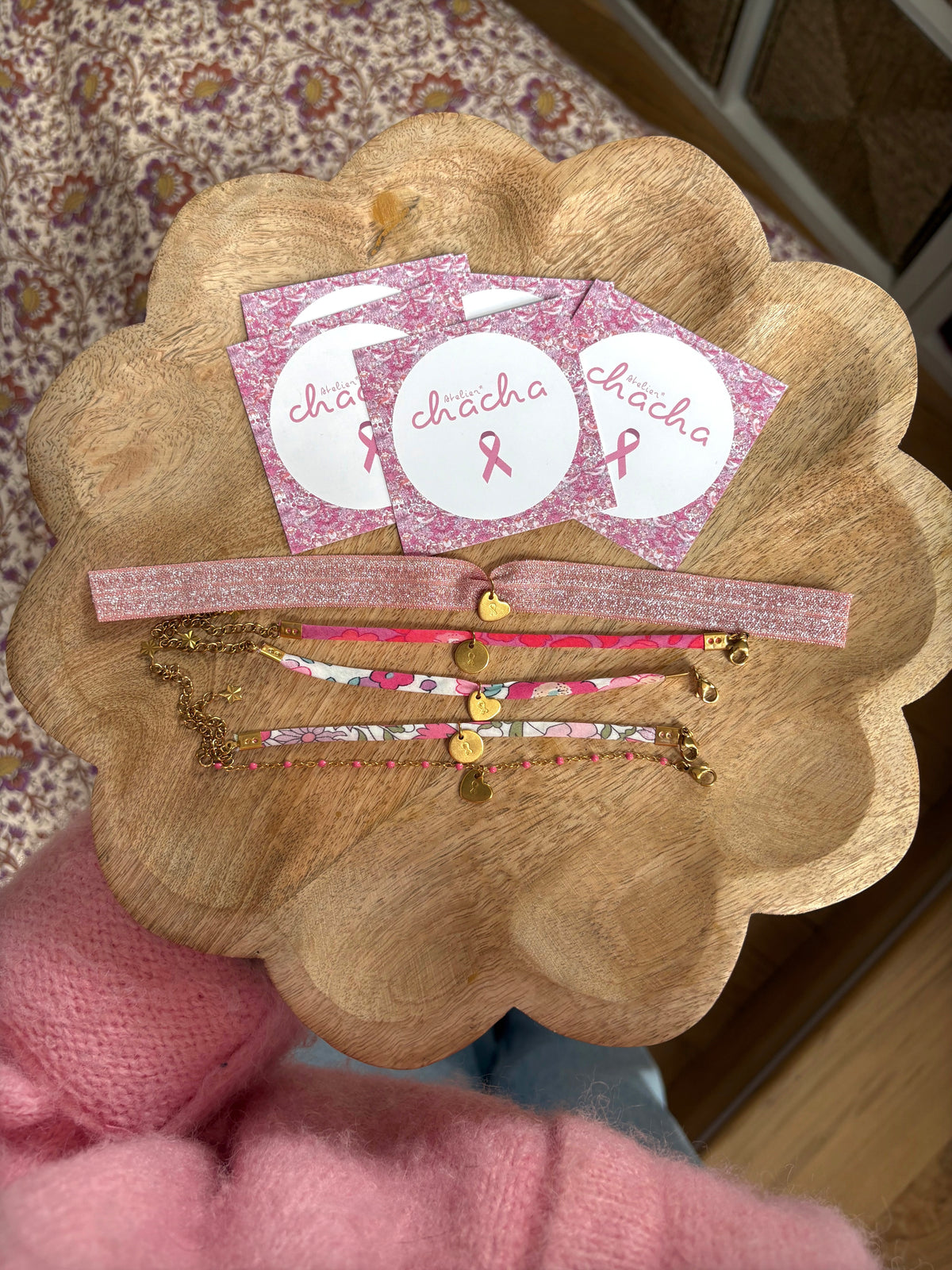Bracelet chaîne coloré│Octobre Rose