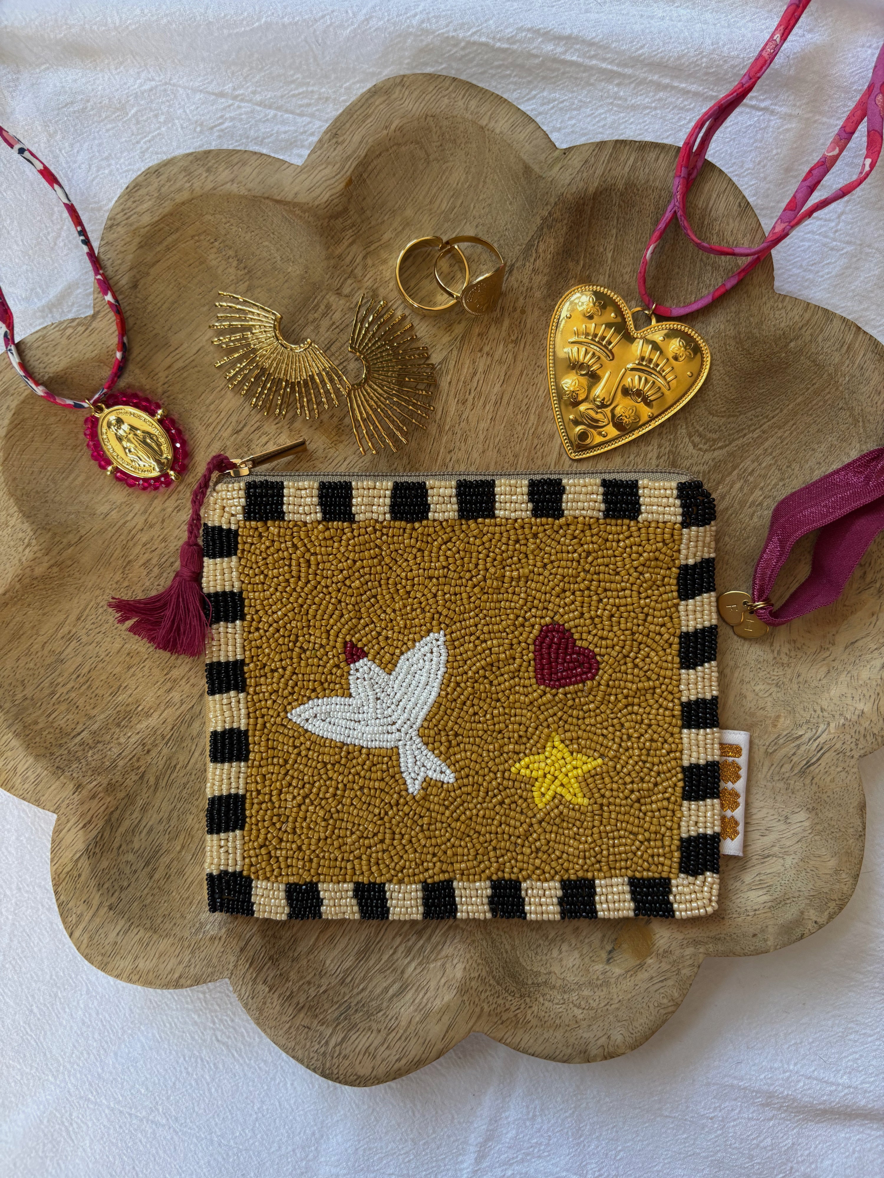 Trousse perlée à bijoux - Colombe
