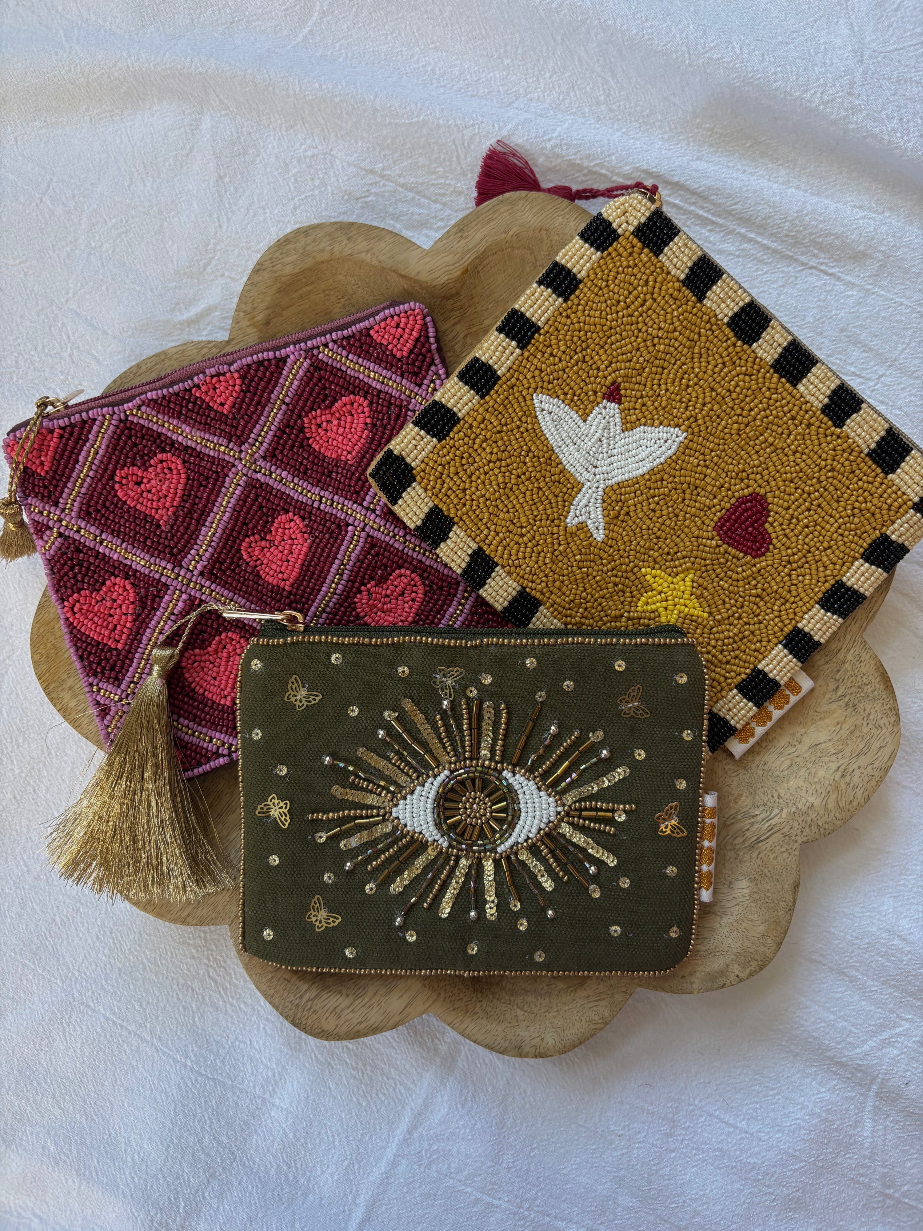 Trousse perlée à bijoux - Colombe